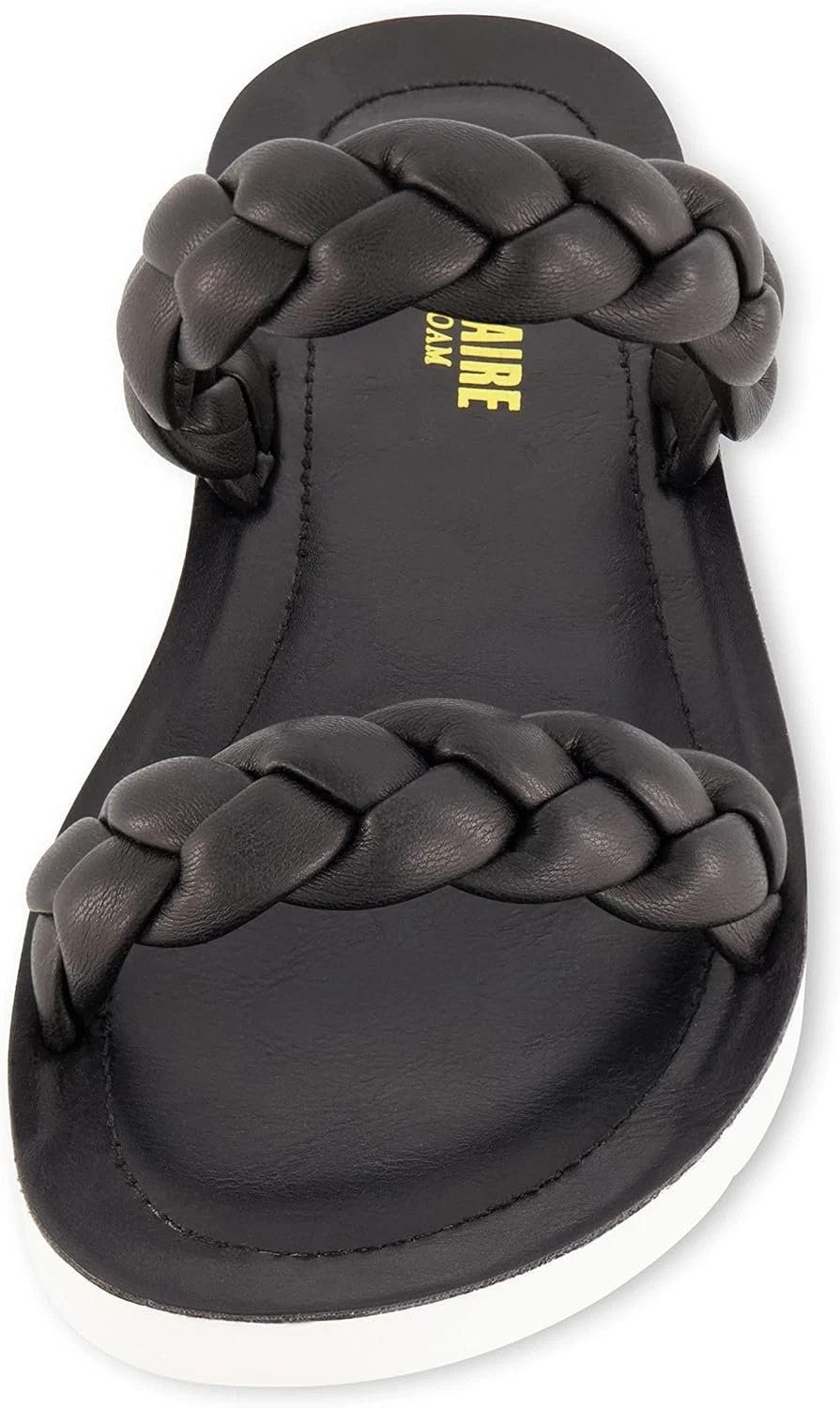 Cushionaire Women's Isla Braided Two Band Sandals Black Size 8.5M Brand New!