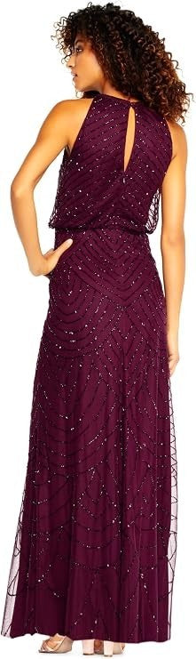 Adrianna Papell Women's Halter Blouson Beaded Dress 10 New with Tags!