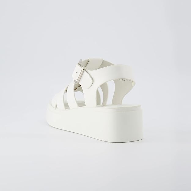 CUSHIONAIRE Women's Poppy Fisherman Platform Sandal Size 8.5M White