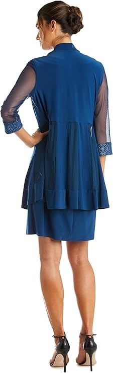 R&M Richards Women's Petite Glitter Trim Jacket Dress 2-Piece Knee New with tags