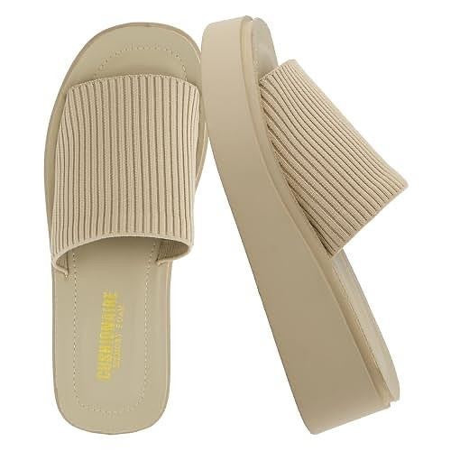 CUSHIONAIRE Pim Knit Platform Sandal TAUPE WEAVE Size 11M Brand New!