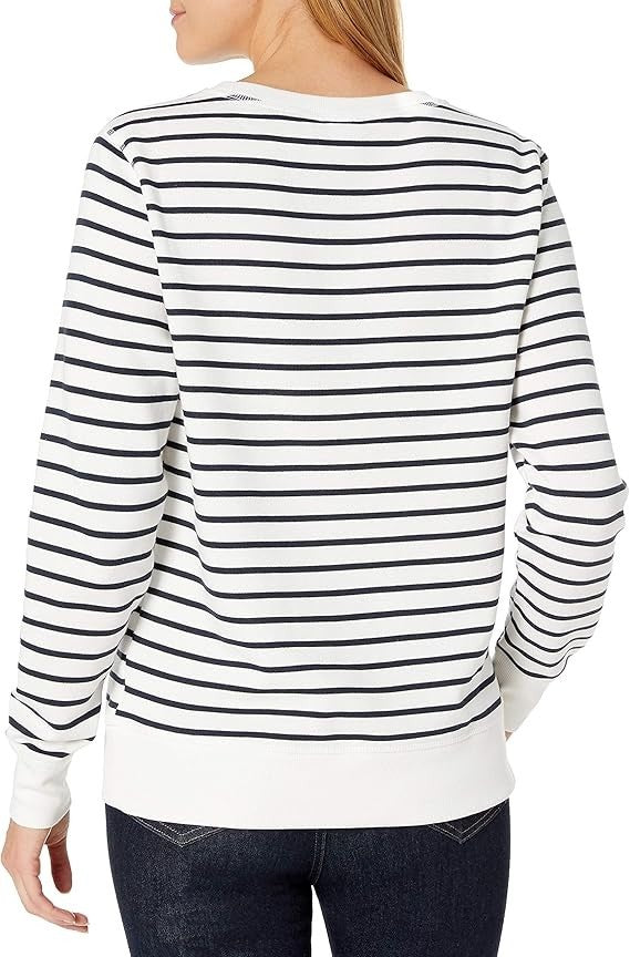 Amazon Essentials Women's Fleece Crewneck Sweatshirt Navy/White Size XS NWT