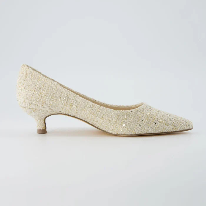 CUSHIONAIRE Women's Bay Kitten Heel Pump BEIGE Size 10M Brand New!