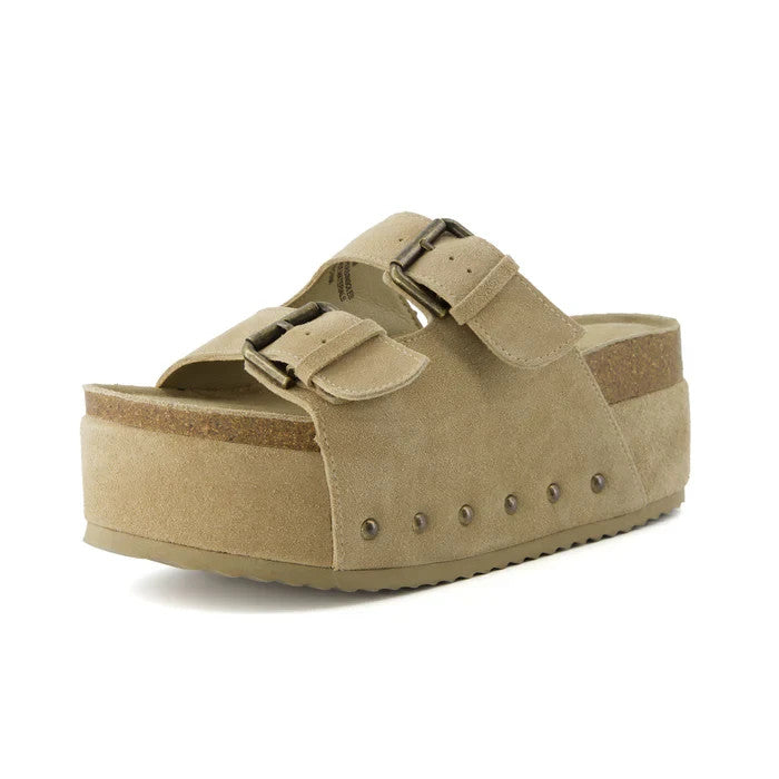 CUSHIONAIRE Women's Guru Platform Sandal Khaki Size 8.5M Brand New!