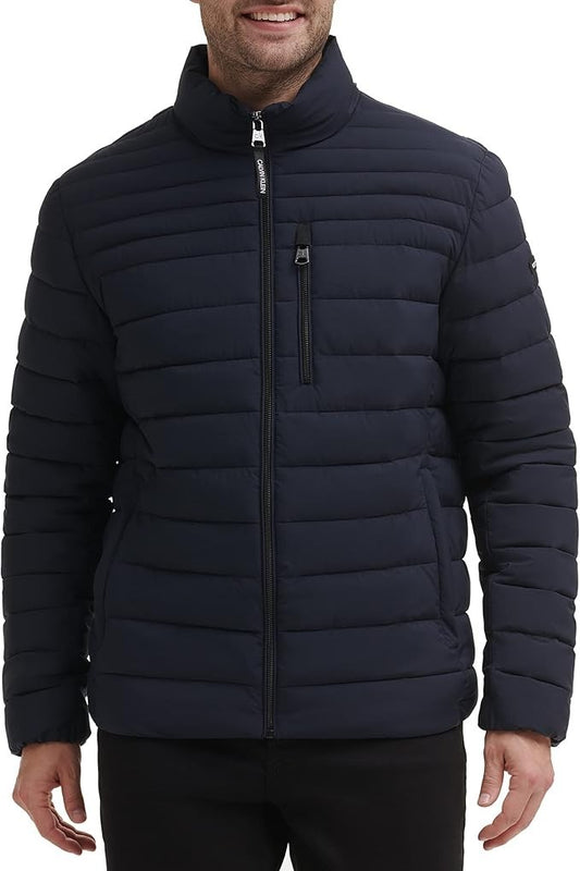 Calvin Klein Men's Classic Full Zip Down Puffer Coat Navy Size M New With Tags