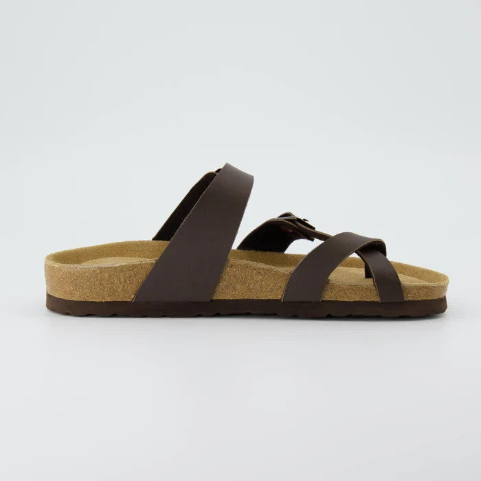 CUSHIONAIRE Luna Cork Footbed Sandal Brown Nappa Suede Size 6.5M Brand New!!