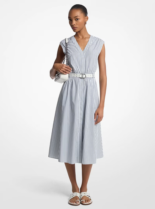 Michael Kors Women's Cotton Poplin Midi Dress with belt New with Tags!