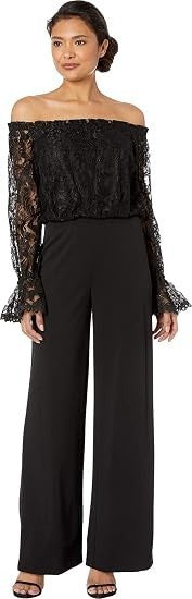 ADRIANNA PAPELL Women's Lace & Crepe Jumpsuit Formal One Piece Jumpsuit New!