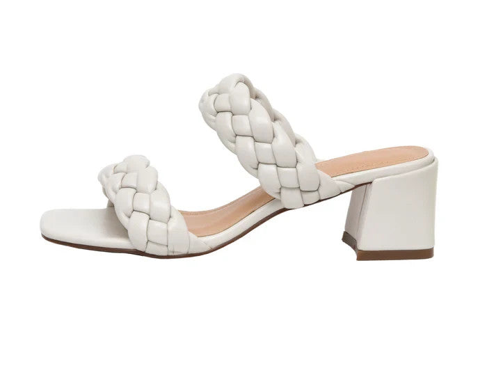 CUSHIONAIRE Onyx Braided Heel Sandal Ivory Size 7.5M