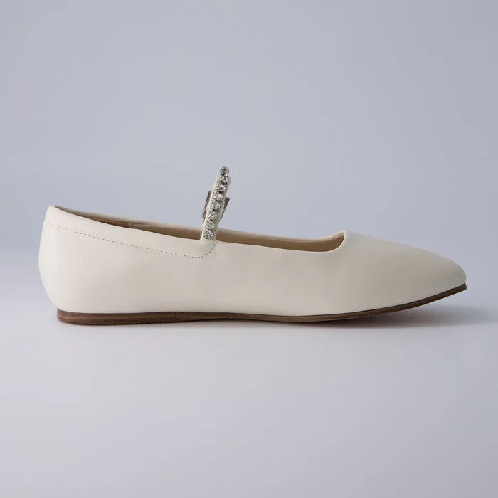 CUSHIONAIRE Women's Sleeper Mary Jane Flat Cream embellished Size 7M Brand New!