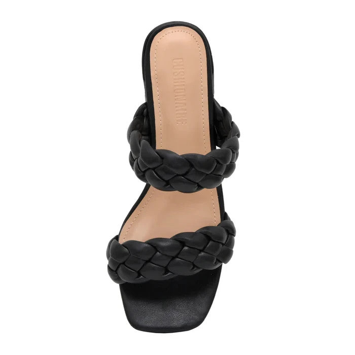 CUSHIONAIRE Onyx Braided Heel Sandal Black Size 6.5M