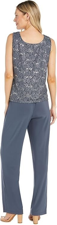 R&M Richards Women's Elegant 3-Piece Pant Set W ¾ Sleeves Scalloped