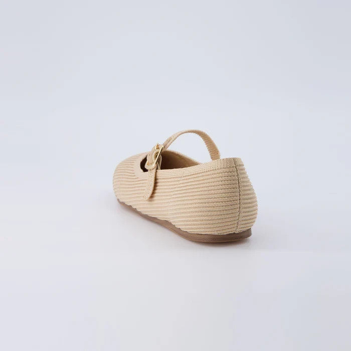 CUSHIONAIRE Women's Petal Mary Jane Knit Flat Beige Size 8.5M