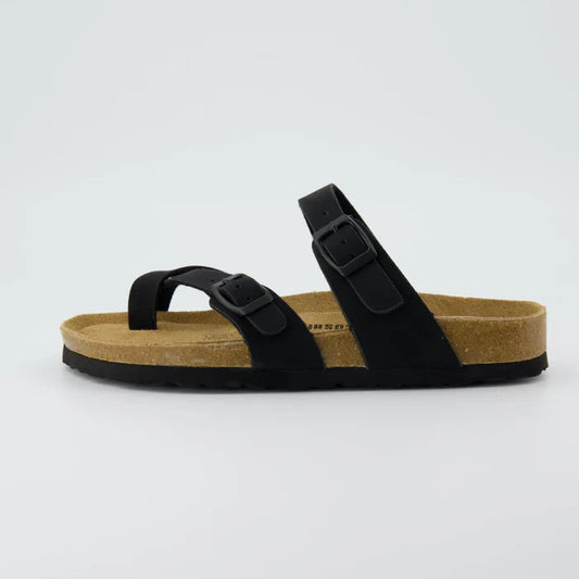 CUSHIONAIRE Luna Cork Footbed Sandal Black Size 6.5M Brand New!!